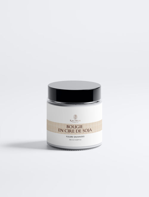 Bougie en cire de soja parfum Fleurs Sauvages, Rachela Cosmetics